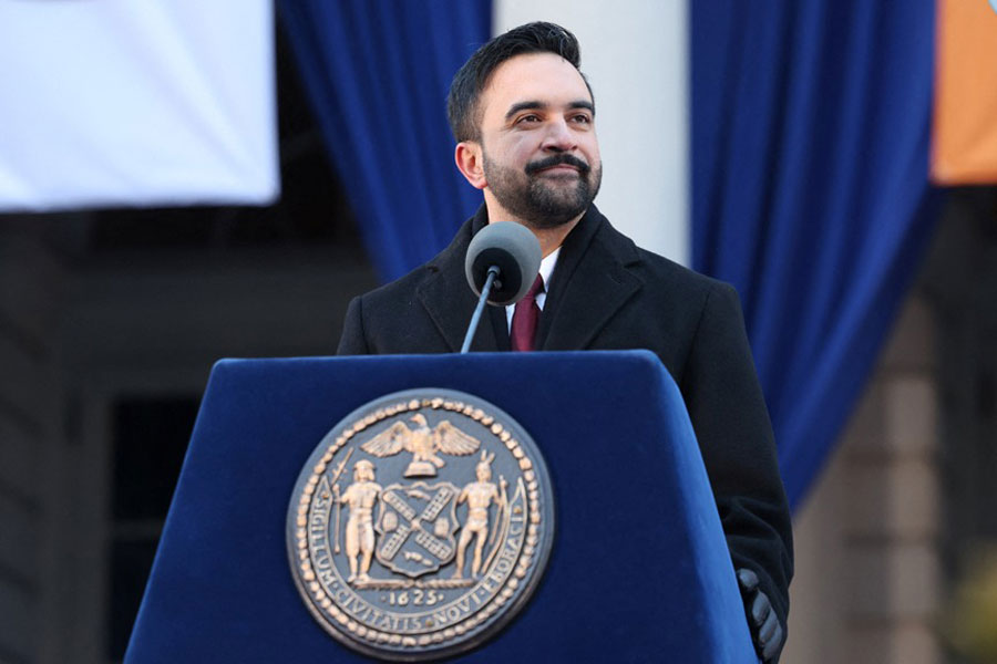 New York City Mayor Zohran Mamdani delivers a speech during his inauguration ceremony in New York City, US, Jan 1, 2026.