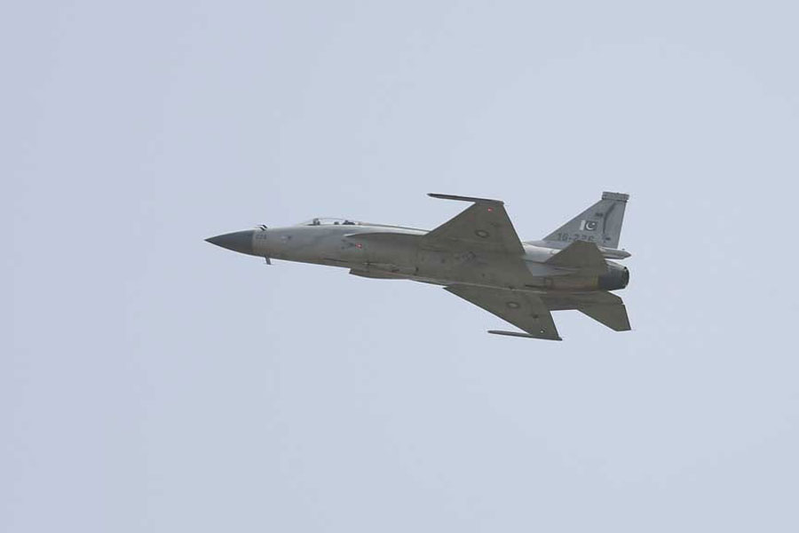 Pakistan Air Force (PAF) JF-17 Thunder fighter jet performs during the Pakistan Day military parade in Islamabad, Pakistan, Mar 23, 2022.