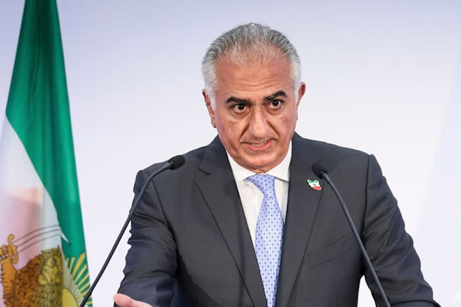 Reza Pahlavi, the son of Iran's toppled Shah Mohammad Reza Pahlavi, speaks during a news conference, June 23, 2025, in Paris. (AP Photo/Thomas Padilla, File)