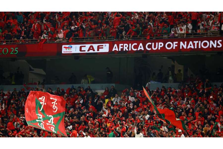 Soccer Football - CAF Africa Cup of Nations - Morocco 2025 - Semi Final - Nigeria v Morocco - Prince Moulay Abdellah Stadium, Rabat, Morocco - Jan 14, 2026 Morocco fans with flags inside the stadium before the match REUTERS/Siphiwe Sibeko