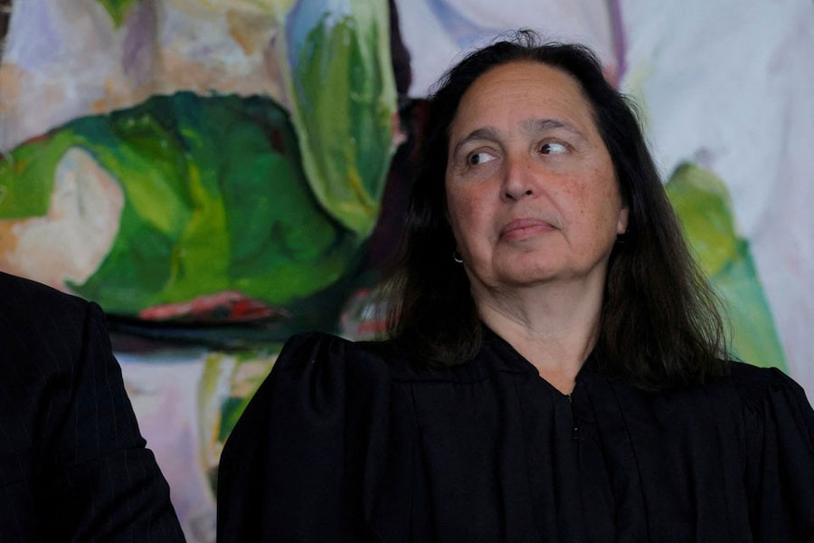 US District Court Judge Indira Talwani attends the Investiture Ceremony for US District Judge Brian Murphy, who blocked the Trump administration for weeks from finalizing the deportation of eight men to South Sudan, at the federal courthouse in Boston, Massachusetts, US, September 17, 2025.