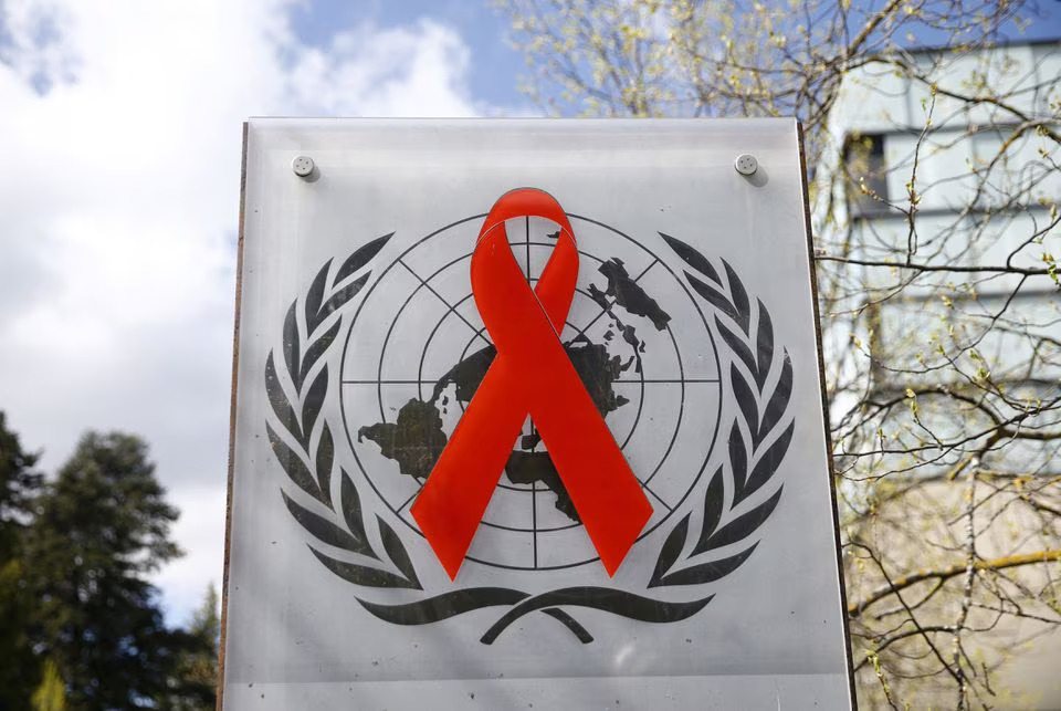 A logo is pictured outside a building of the United Nations AIDS agency (UNAIDS) in Geneva, Switzerland on April 6, 2021 — Reuters/Files