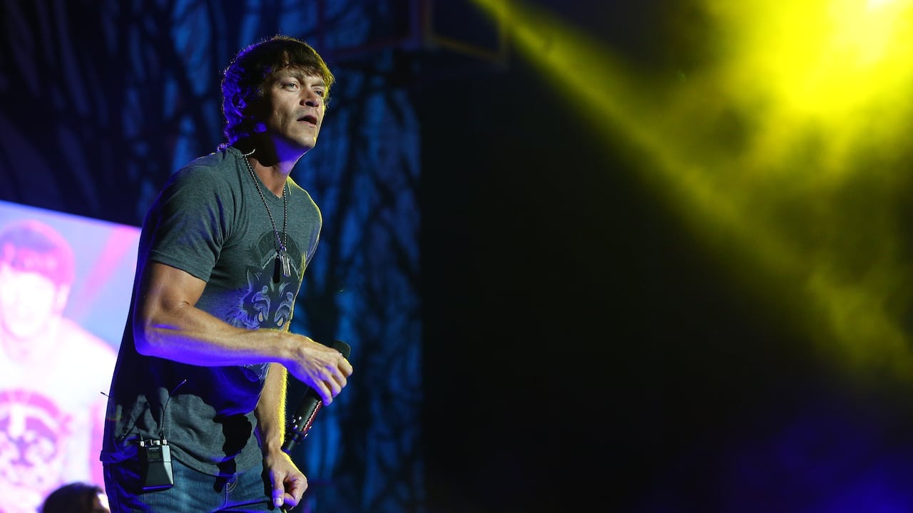 Three Doors Down lead singer Brad Arnold looks out into the crowd during a performance at the F.M. Kirby Center in Wilkes-Barre, Pa., Wednesday, Sept. 7, 2016. (Christopher Dolan/The Citizens' Voice via AP, File)