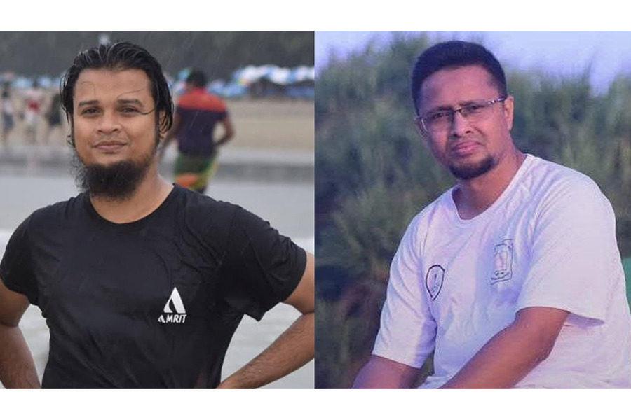 Shakibul Islam (left), associate professor in the Department of Disaster Science and Management, and Shamim Hossain, associate professor in the Department of Geography and Environmental Science and assistant proctor, Begum Rokeya University, Rangpur (BRUR), are seen in this combination photo