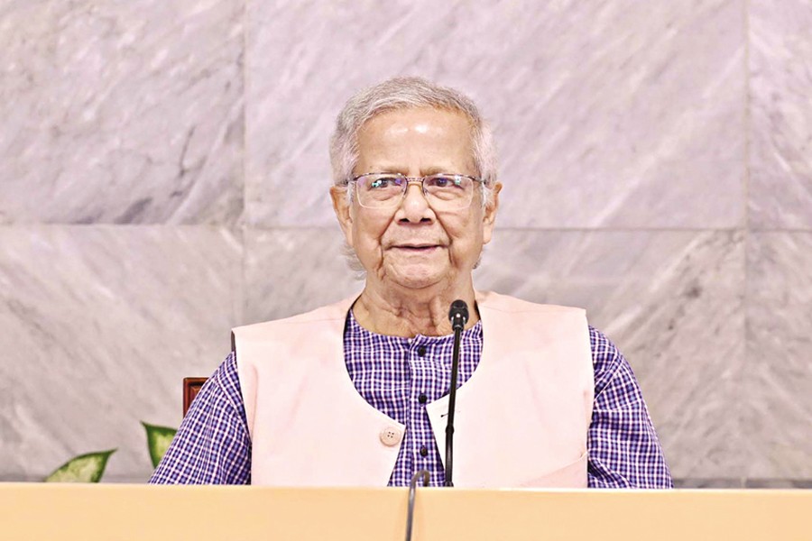 Chief Adviser Prof Muhammad Yunus presides over a meeting of the advisory council at the Chief Adviser’s Office in the capital on Monday. — PID