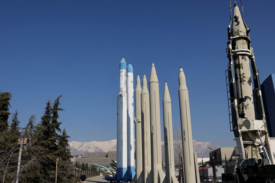 Iranian missiles are displayed in a park in Tehran, Iran, Jan 31, 2026.