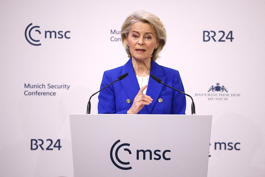 European Commission President Ursula von der Leyen speaks during the Munich Security Conference (MSC) in Munich, Germany on February 14, 2026 — Reuters photo