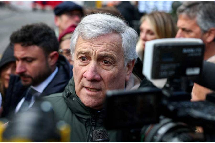 Italy’s Foreign Minister Antonio Tajani speaks to the media near the “Le Constellation” bar, after a fire and explosion during a New Year’s Eve party where several people died and others were injured, according to Swiss police, in the upscale ski resort of Crans-Montana in southwestern Switzerland, Jan 2, 2026.