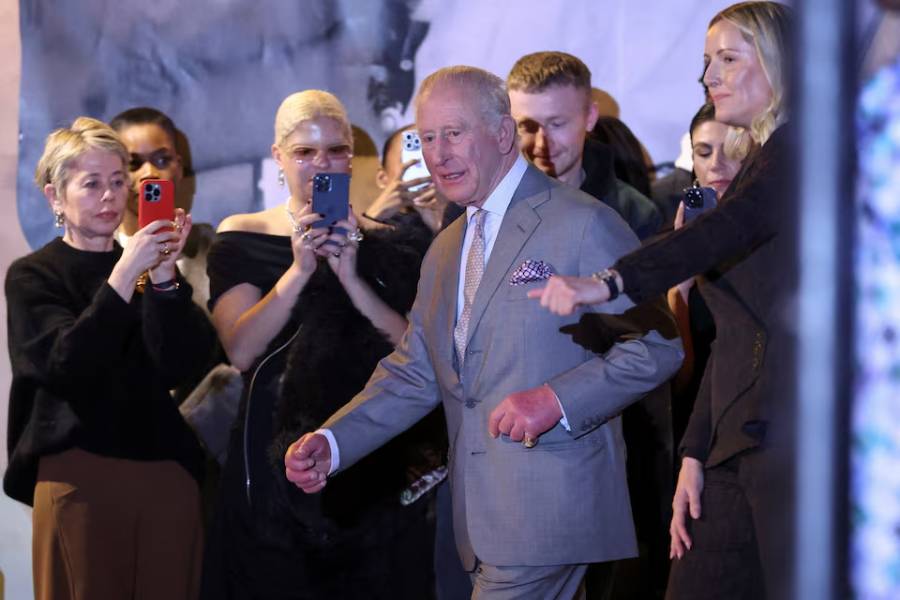 Britain's King Charles arrives to watch British/Nigerian fashion designer Tolu Coker's AW26 catwalk show on the opening day of London Fashion Week, in London, Britain, February 19, 2026.