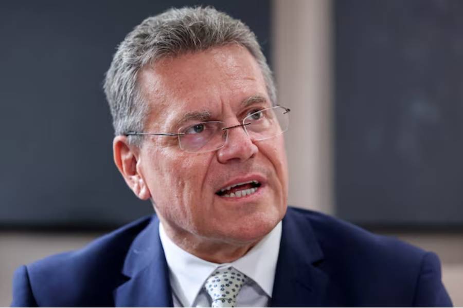 European Commissioner for Trade and Economic Security Maros Sefcovic speaks to media members as he attend the Association of Southeast Asian Nations (ASEAN) Economic Ministers' Meeting and EU Trade Commissioner Consultation in Kuala Lumpur, Malaysia September 25, 2025.