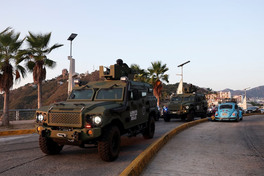 Mexican soldiers patrol in armoured vehicles in Acapulco after authorities reinforced security following roadblocks and arson attacks carried out by organised crime in several states, in the aftermath of a military operation in which a government source said Mexican drug lord Nemesio Oseguera, known as "El Mencho," was killed in Jalisco state, in Acapulco, Mexico on February 22, 2026 — Reuters photo