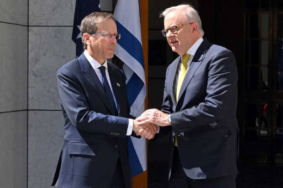 Israel’s President Isaac Herzog meets with Australia’s Prime Minister Anthony Albanese at Parliament House in Canberra, Australia, Feb 11, 2026.