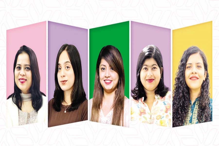 From left: Moslama Maya (Asian Agri-Tech Hub Manager, BAT Bangladesh), Syeda Adiba Arif (Head of Talent, OE & Inclusion, BAT APMEA Central), Shamroze Abedin (Senior Category Manager Vapour, BAT Korea), Sadia Hossain (Senior Commercial Finance Manager-Projects, BAT Bangladesh), Sunayna Illin (Area Senior Quality Manager, BAT APMEA Central)