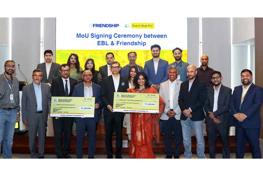 Eastern Bank has partnered with Friendship to expand access to essential healthcare and safe drinking water for vulnerable communities in Bangladesh. Ahmed Shaheen, Additional Managing Director of EBL, handed over a cheque to Runa Khan, Founder and Executive Director of Friendship, at a ceremony held at EBL’s head office in Dhaka. Senior officials from both organizations were present at the event.