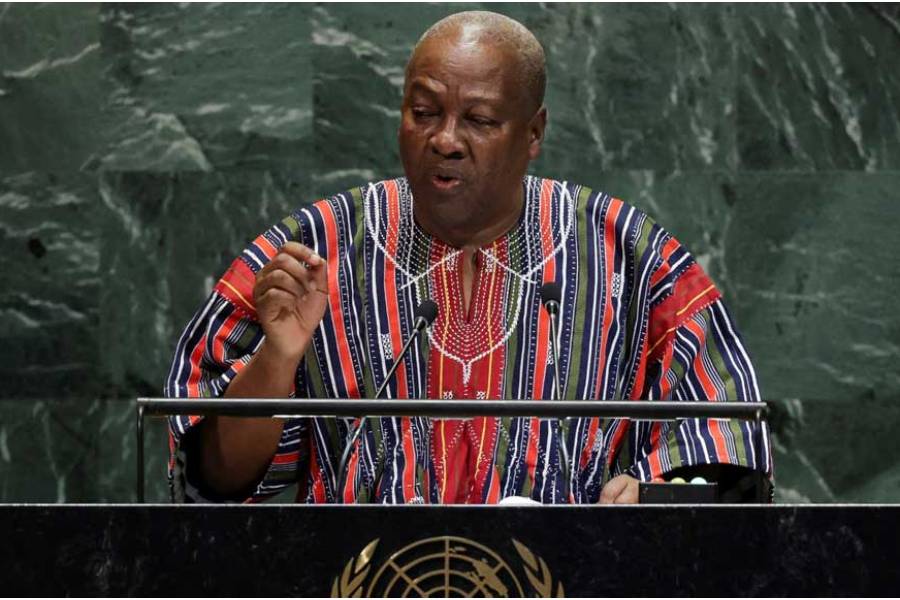 Ghana’s President John Dramani Mahama addresses the 80th United Nations General Assembly (UNGA), at the UN headquarters in New York, US, Sept 25, 2025.