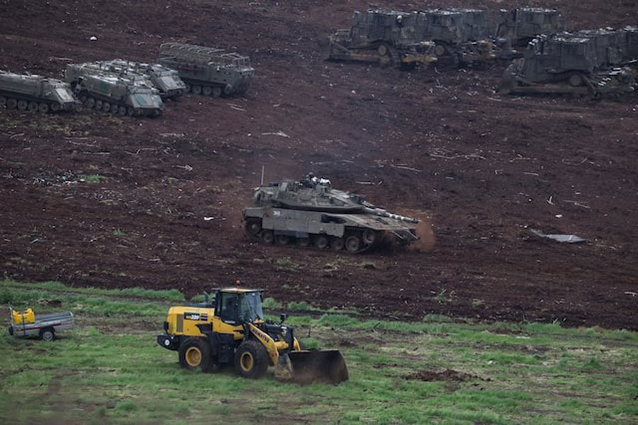 Israeli military vehicles at the Israeli side of the Israel-Lebanon border, amid escalation between Hezbollah and Israel, and amid the US-Israeli conflict with Iran, in northern Israel, March 15, 2026.