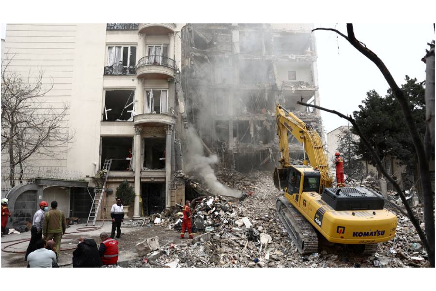 A view of a residential building damaged by a strike, amid the US-Israeli conflict with Iran, in Tehran, Iran, Mar 23, 2026.