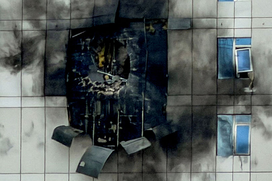 A building that was damaged by an Iranian drone attack, after Israel and the US launched strikes on Iran, in Juffair, Manama, Bahrain, Mar 1, 2026.