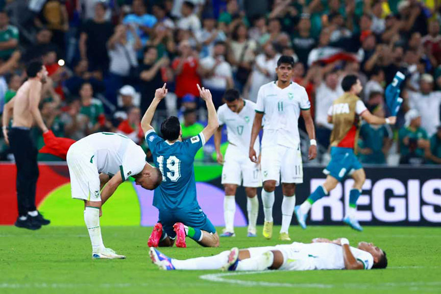 Football - FIFA World Cup - Inter-Confederation Playoffs - Final - Iraq v Bolivia - Estadio Monterrey, Monterrey, Mexico - Mar 31, 2026 Iraq's Kevin Yakob celebrates after the match as they qualify for FIFA World Cup REUTERS/Raquel Cunha