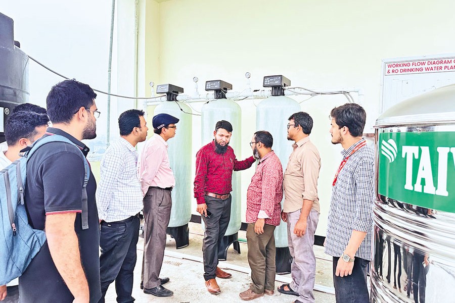 RAJSHAHI, Apr 01: A modern reverse osmosis (RO) water treatment plant has been set up in four residential halls of Rajshahi University of Engineering and Technology (RUET) on Monday. The university administration expressed the hope that the initiative will ensure safe drinking water for residential students. According to university sources, all technical work to install the plant on the rooftops of four newly built residential halls-Student Hall-1, Student Hall-2, Nawab Faizunnesa Chowdhurani Hall, and another Student Hall-2-has been completed. The project was implemented by the university's Planning and Development Department at a cost of approximately Tk 3.0 million.