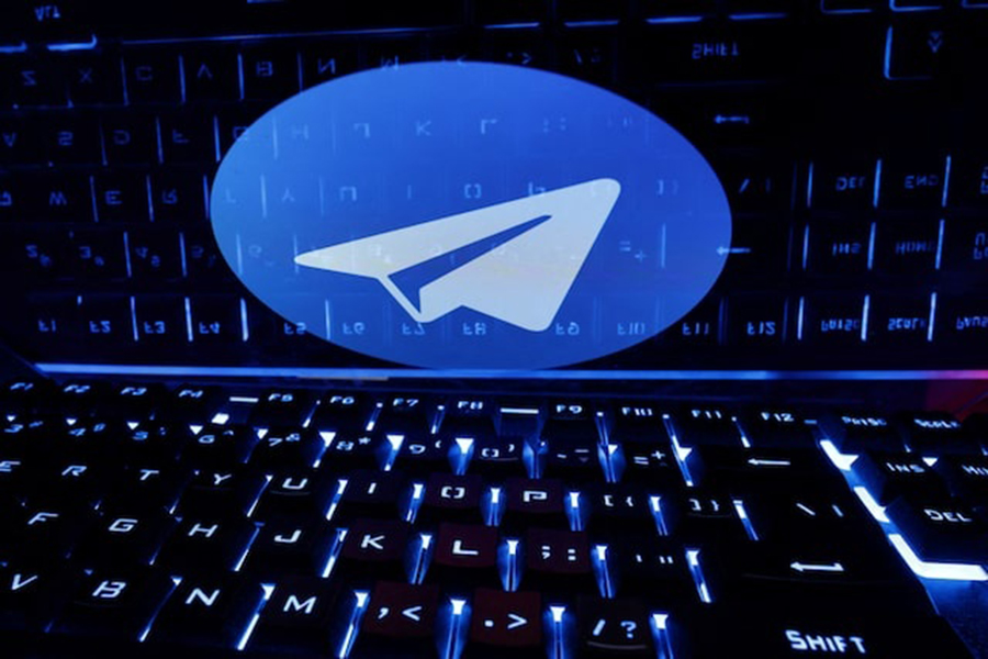 A keyboard is placed in front of a displayed Telegram logo in this illustration taken on February 21, 2023 — Reuters/File