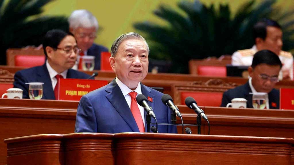 Vietnam's Communist Party General Secretary To Lam speaks during the 14th National Party Congress in Hanoi, Vietnam, Jan 20, 2026.