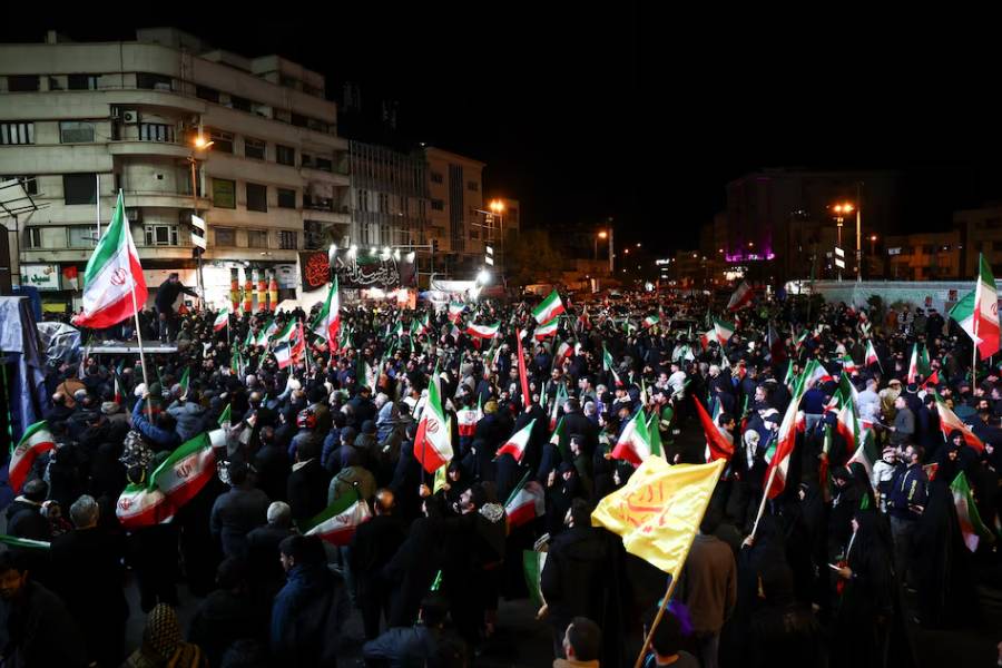 People gather after a two-week ceasefire in the Iran war was announced, in Tehran, Iran, April 8, 2026.