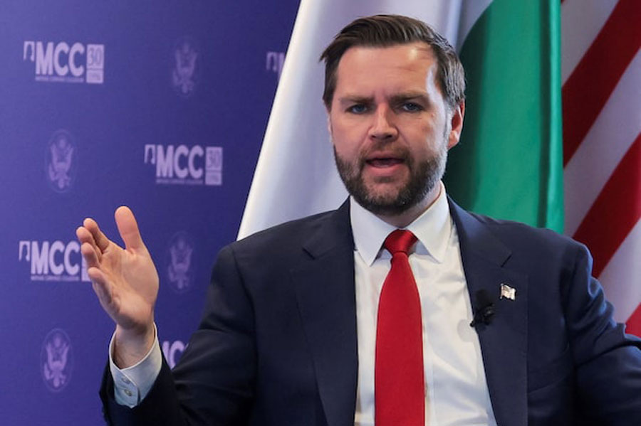 US Vice President JD Vance delivers remarks at Mathias Corvinus Collegium in Budapest, Hungary, April 8, 2026.