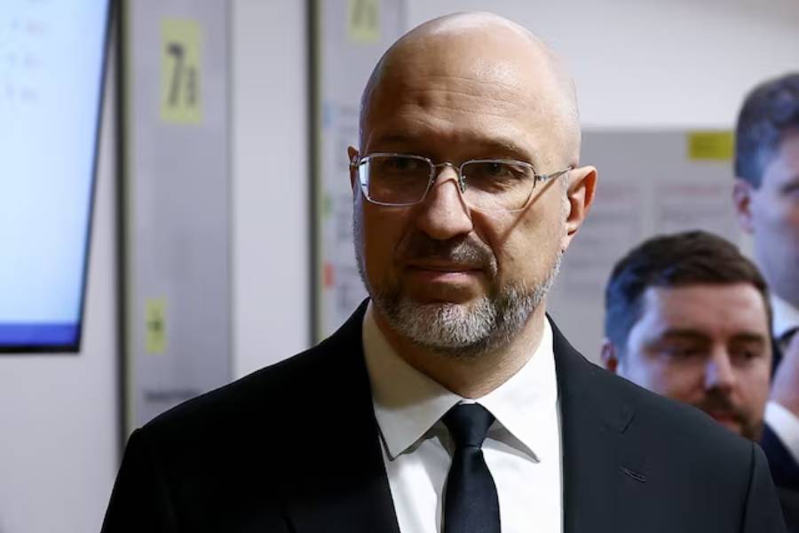 Ukrainian Defence Minister Denys Shmyhal stands on the day of a meeting under the European defence and foreign ministers format in Brussels, Belgium, December 1, 2025.