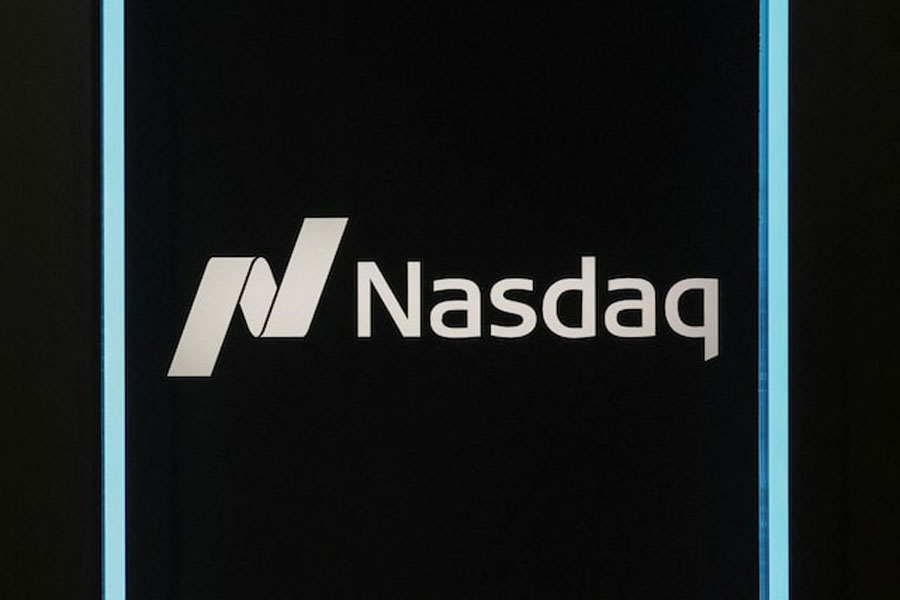 The Nasdaq logo is displayed at the Nasdaq Market, in New York City, New York, US, February 27, 2026.
