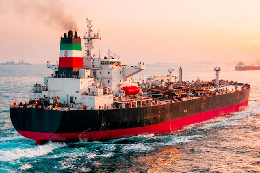 An Iranian oil tanker at the Strait of Hormuz