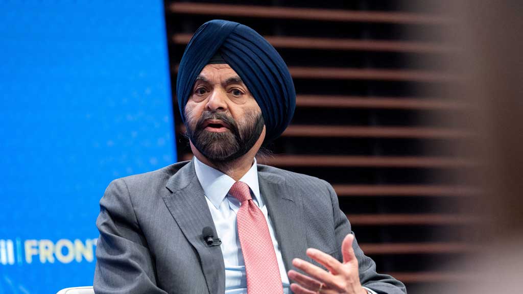 FILE PHOTO: World Bank President Ajay Banga gives remarks during a forum held at the Atlantic Council building in Washington, DC, US, Apr 7, 2026. REUTERS/Aaron Schwartz/File Photo