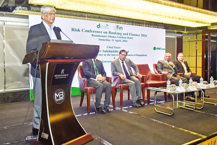 Dr. Salehuddin Ahmed, former finance adviser to interim government, attended as the chief guest the inaugural session of the seminar on "Risk Conference on Banking and Finance 2026" organised by dFin and Dnet in collaboration with City Bank and NRBC Bank at a hotel in Gulshan on Saturday.