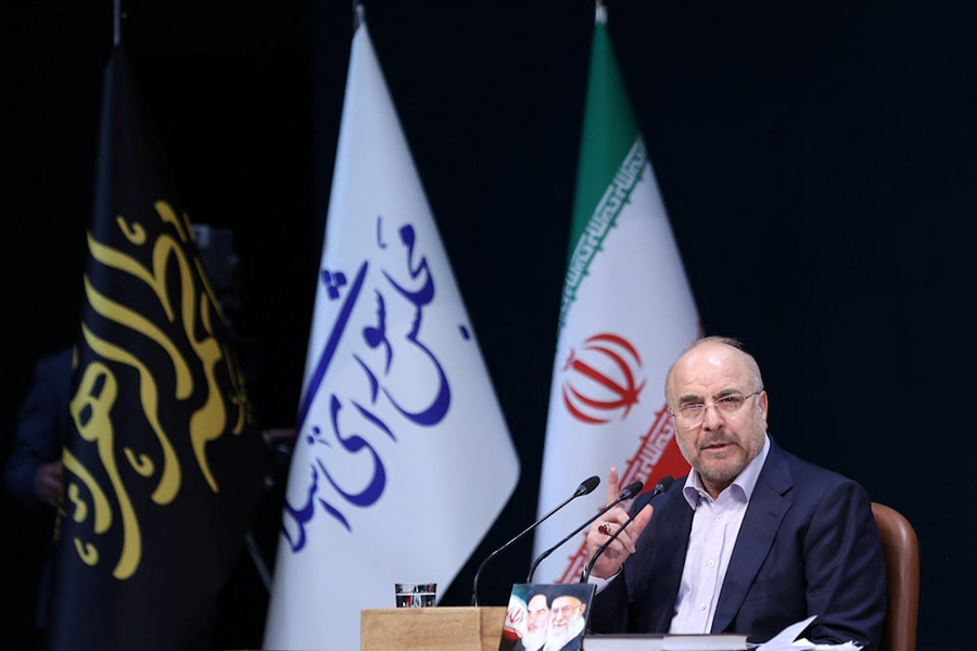 Iranian Parliament Speaker Mohammad Bagher Ghalibaf speaks during a press conference in Tehran, Iran on November 27, 2024 — WANA (West Asia News Agency) via REUTERS/File