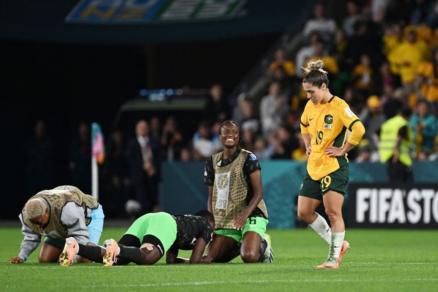 Australia's Katrina Gorry looks dejected after the Group B match of FIFA Women's World Cup Australia and New Zealand 2023 against Nigeria at Brisbane Football Stadium in Brisbane, Australia on July 27, 2023 — Reuters photo