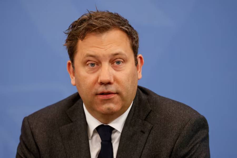 German Finance Minister and co-leader of the Social Democratic Party (SPD) Lars Klingbeil attends a press conference, following a government coalition board meeting at the Chancellery, in Berlin, Germany, April 13, 2026.