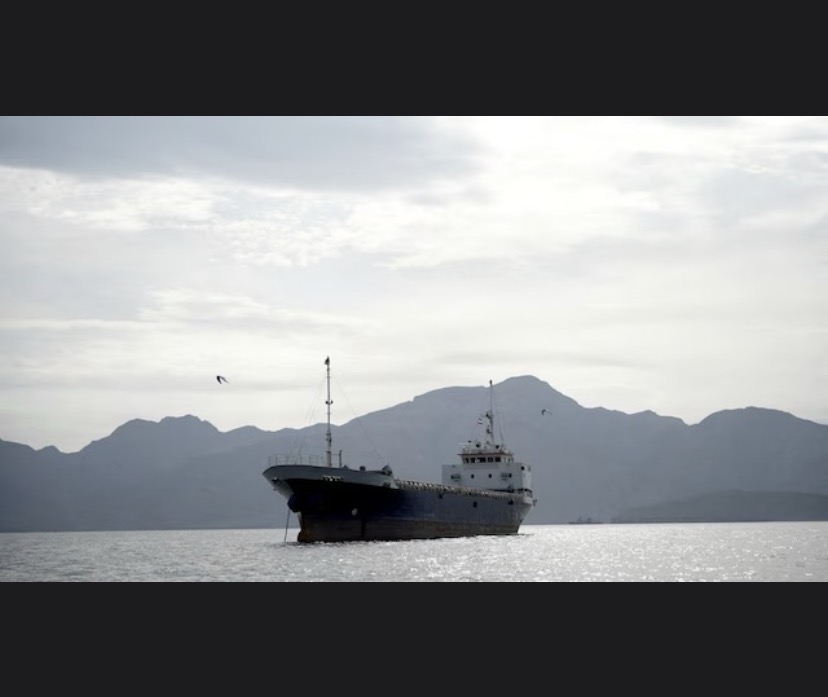 A vessel in the Strait of Hormuz, off the coast of Oman’s Musandam province, April 12, 2026. REUTERS/File Photo
