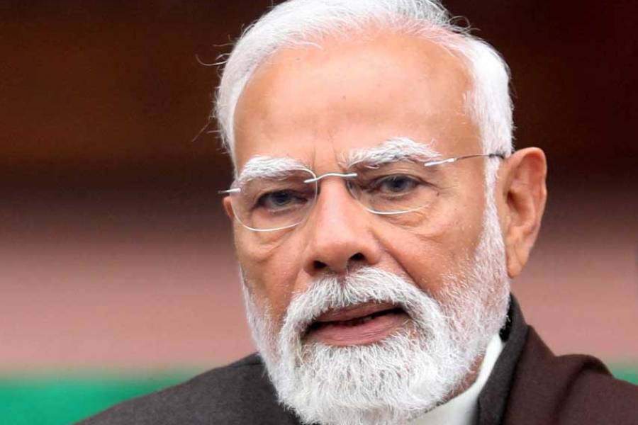 India's Prime Minister Narendra Modi addresses the media upon his arrival at the parliament on the second day of the budget session in New Delhi, India, Jan 29, 2026.