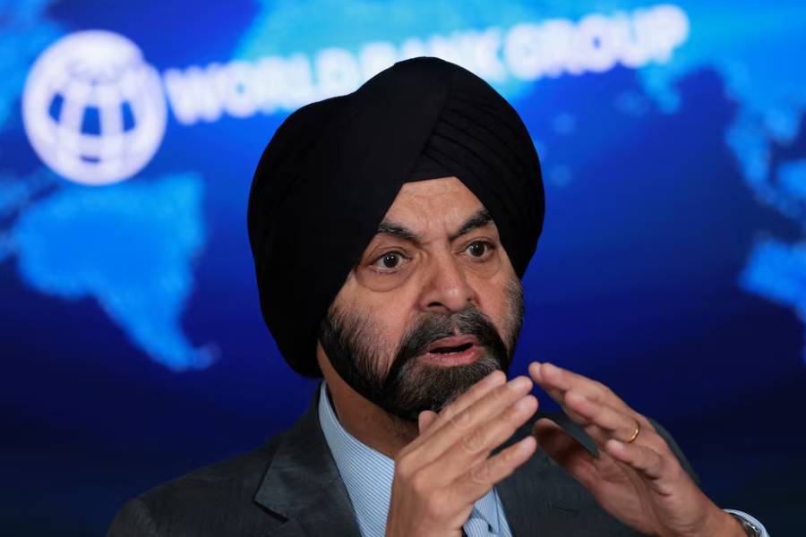 World Bank Group President Ajay Banga speaks during an interview with Reuters at the World Bank in Washington, D.C., U.S., April 10, 2026.