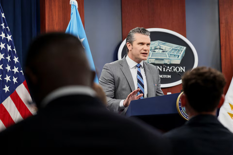 US Secretary of Defense Pete Hegseth speaks during a briefing on the Iran war, amid a ceasefire between the US and Iran, at the Pentagon in Washington, DC, US, on April 24, 2026 — Reuters photo
