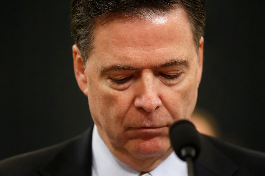 FBI Director James Comey testifies before the House Intelligence Committee hearing into alleged Russian meddling in the 2016 US election on Capitol Hill in Washington, US, March 20, 2017.