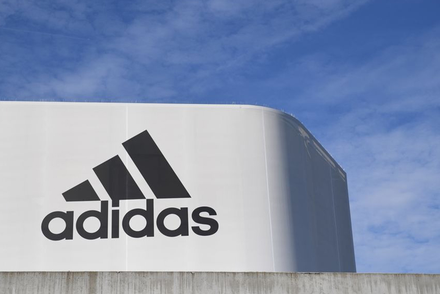 The Adidas logo is pictured during celebrations for German sports apparel maker Adidas' 70th anniversary at the company's headquarters in Herzogenaurach, Germany on August 9, 2019 — Reuters/Files