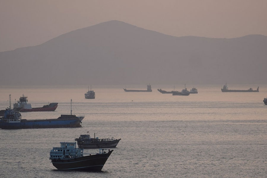 Ships and boats in the Strait of Hormuz, Musandam, Oman, May 1, 2026.