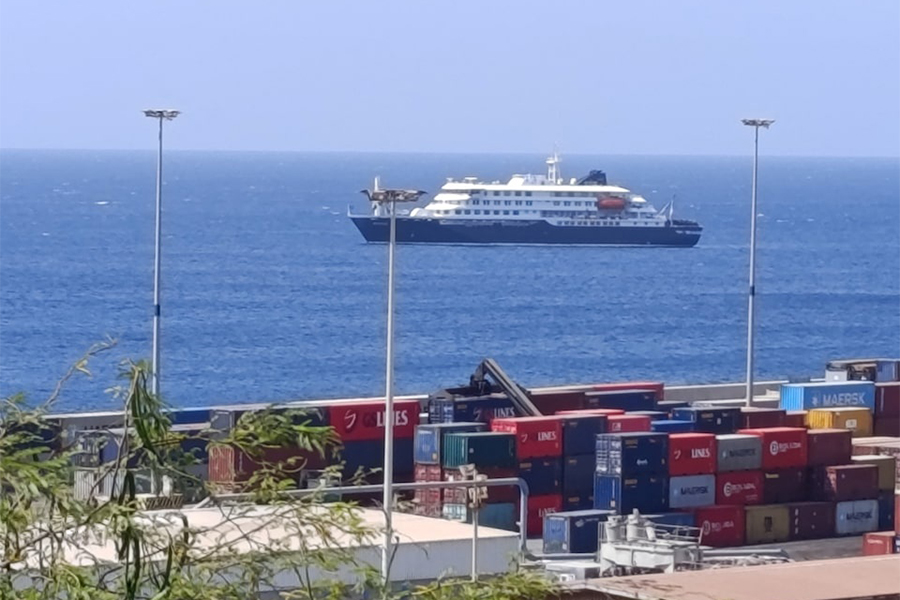 Cruise ship MV Hondius docks off Cape Verde port, as passengers were not allowed off the ship, while health authorities investigated suspected cases of hantavirus aboard the vessel, in Praia Port, Cape Verde on May 4, 2026 — Reuters photo