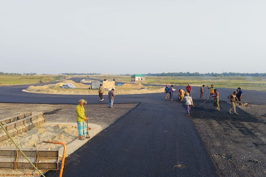 Highway development works continue in Sunamganj and in Habiganj districts to connect them to Dhaka. — FE Photo