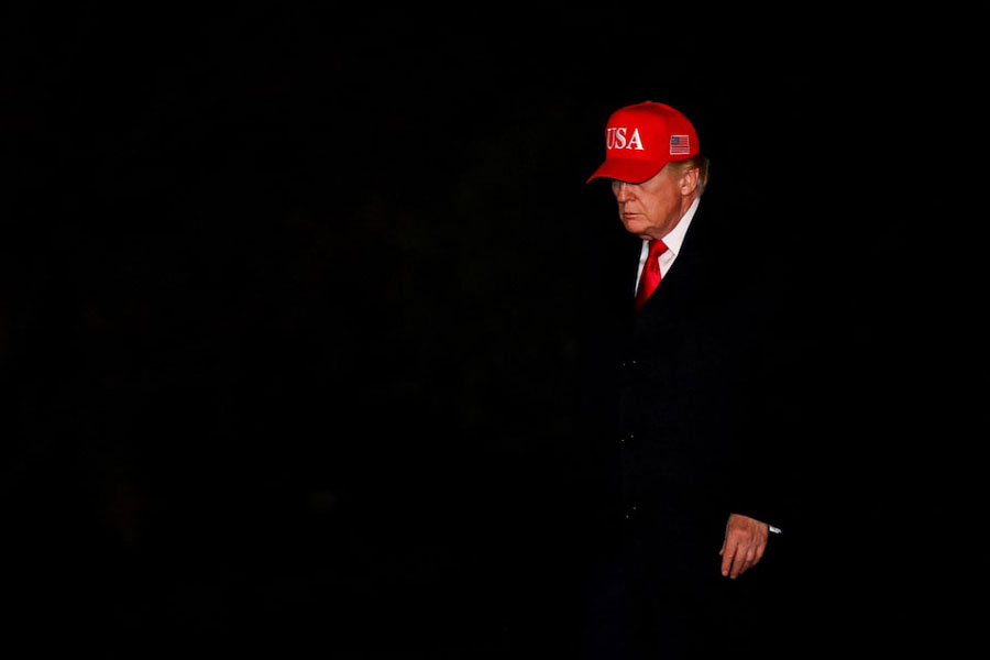 US President Donald Trump arrives at the White House in Washington, DC, US, April 12, 2026.
