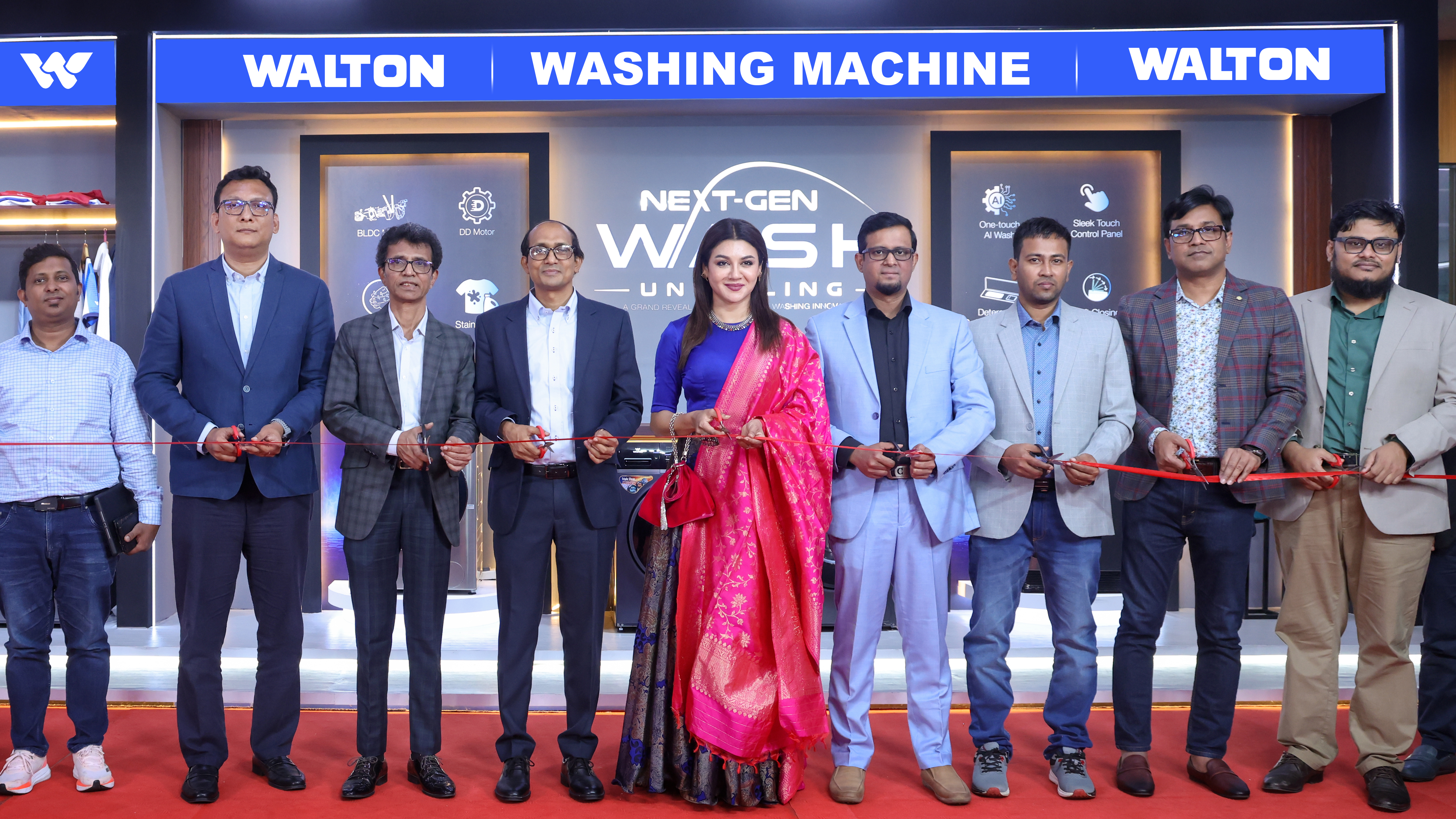 Walton Washing Machine and Home Appliances Brand Ambassador Jaya Ahsan and senior officials unveil new models of premium-category washing machine at a splendid programme held at Walton Corporate Office in Dhaka.