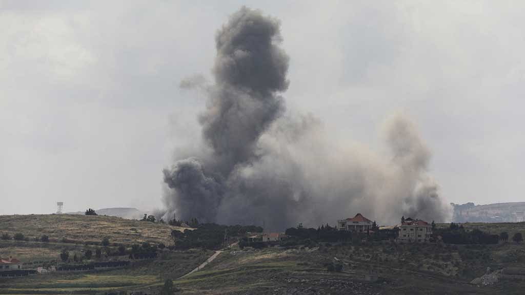 FILE PHOTO: Smoke billows from southern Lebanon following an Israeli strike, as seen from Marjeyoun, Lebanon, May 15, 2026. REUTERS/Stringer/File Photo