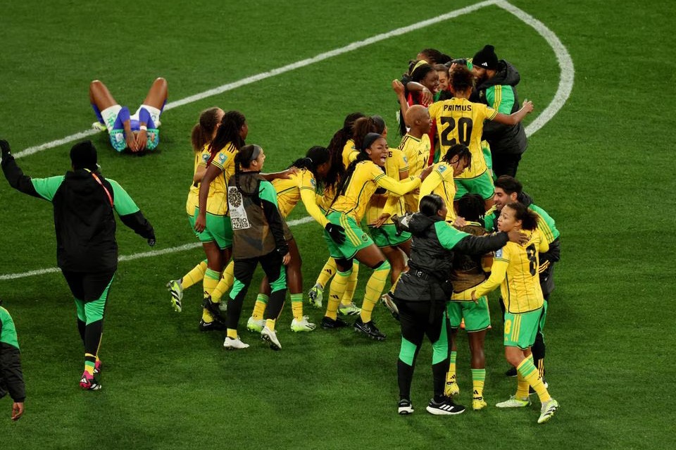 Jamaica players celebrate after their Group F match against Brazil as they qualify for the knockout stages of the FIFA Women’s World Cup 2023 — Reuters photo