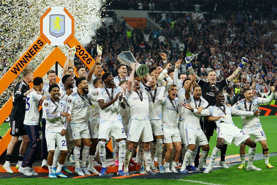 Aston Villa captain John McGinn lifts the trophy as he celebrates with teammates after winning the UEFA Europa League final against SC Freiburg at Besiktas Park in Istanbul, Turkey, on May 21, 2026 — Reuters photo